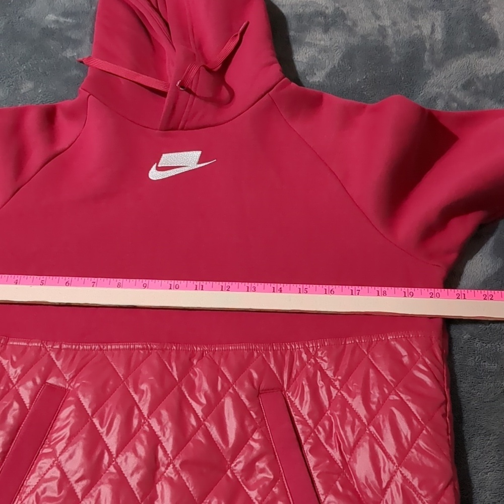 Nike Womens NSW Fleece Quilted Fleece Pull Over Hoodie - Picture 4 of 9